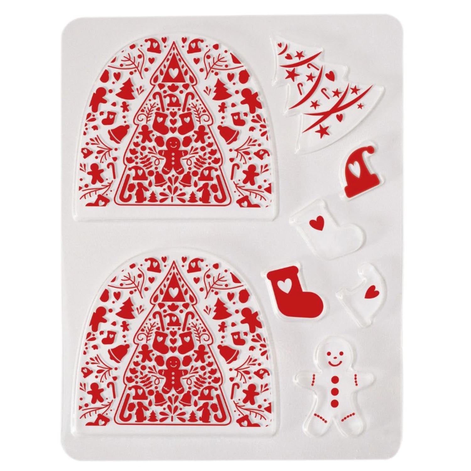 Rote Endkappen für Rouladen mit weihnachtlichem Schokogeschmack, ideal für festliche Dekorationen und Backkreationen.