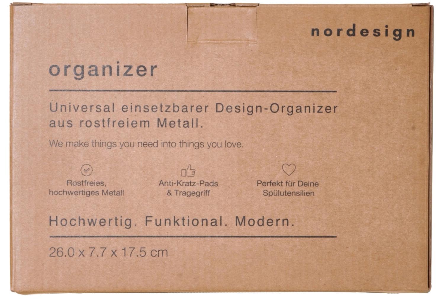 Moderner Spülbecken Organizer in Schwarz von Nordesign, perfekt für eine stilvolle und ordentliche Küchengestaltung.