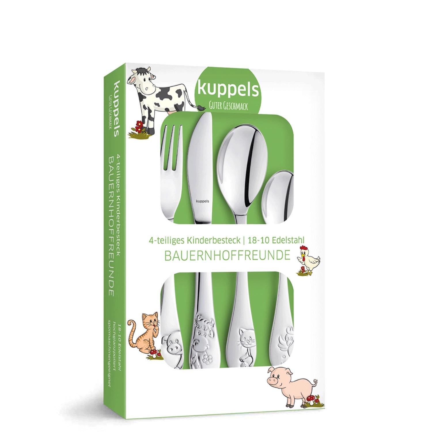 Das 4-teilige Kinderbesteck "Bauernhoffreunde" von Amefa begeistert mit kindgerechtem Design und hochwertiger Verarbeitung.