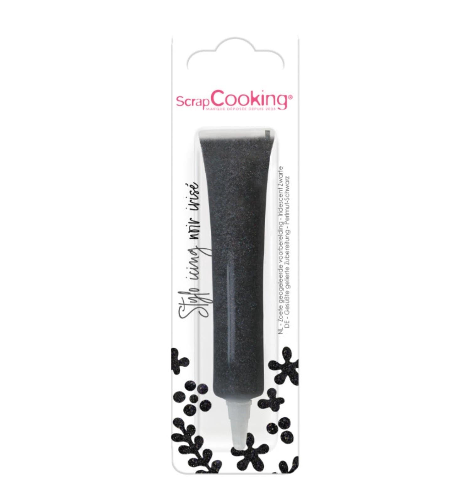Schwarzer Glitzer-Zuckergussstift von Scrap Cooking, 26g, ideal zum Dekorieren von Gebäck und Kuchen mit funkelnden Akzenten.