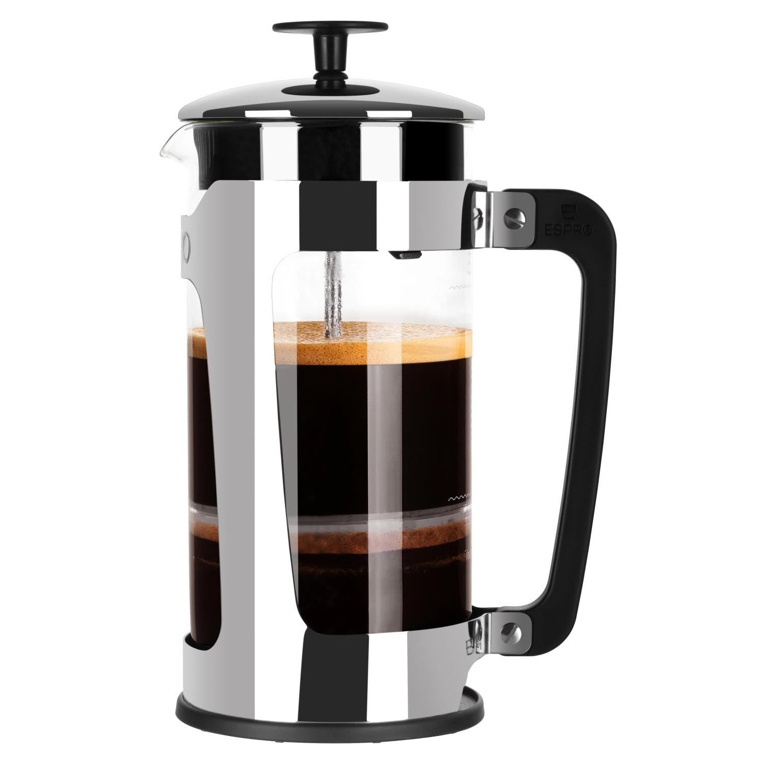 Stilvolle Espro P5 French Press, 946ml, aus glänzendem Kunststoff, mit doppeltem Filtersystem für reinen Kaffeegenuss.
