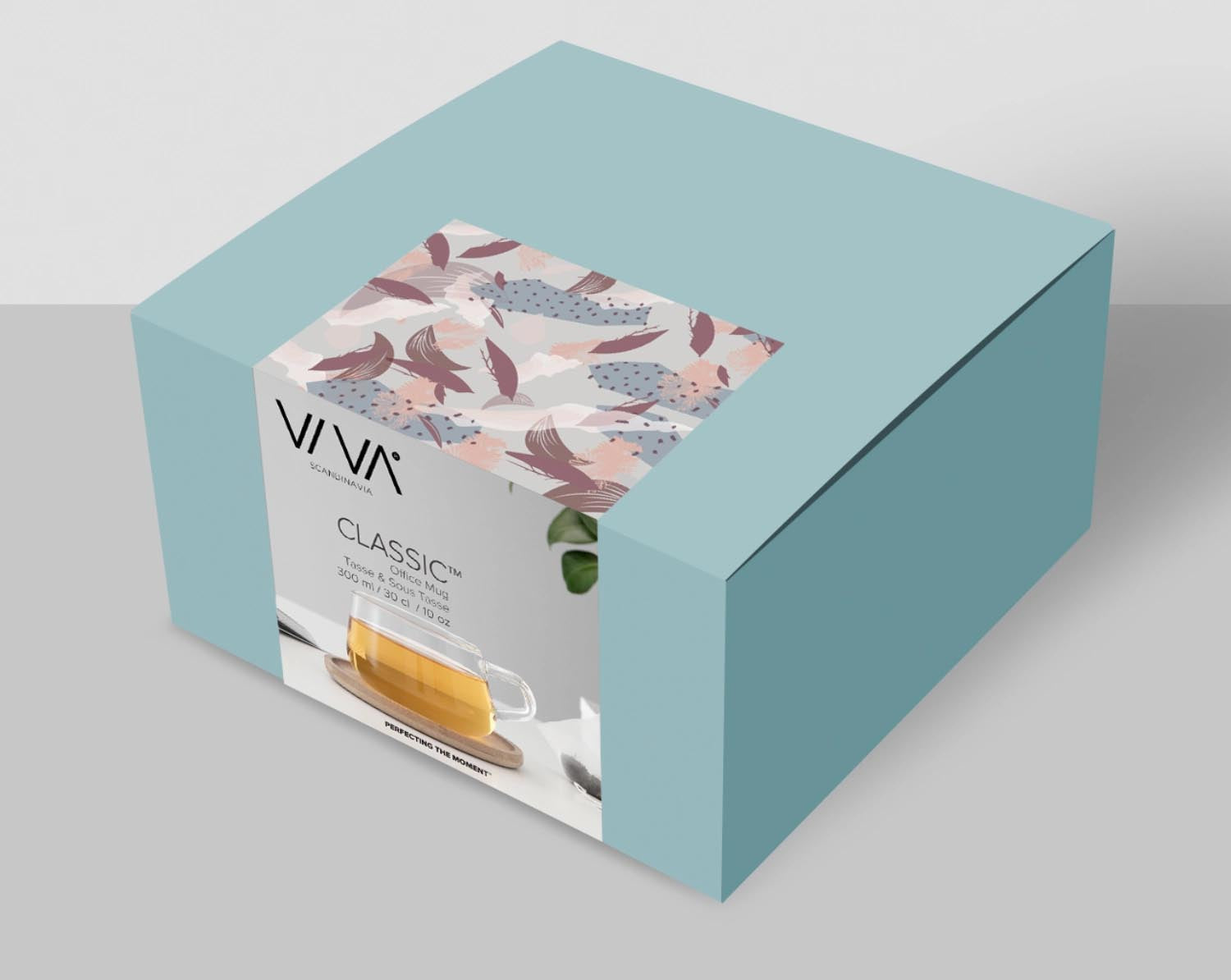 Stilvolle 250ml Tasse mit Bambus-Untersetzer, perfekt für Büro oder Zuhause. Viva Design für eleganten Kaffeegenuss.