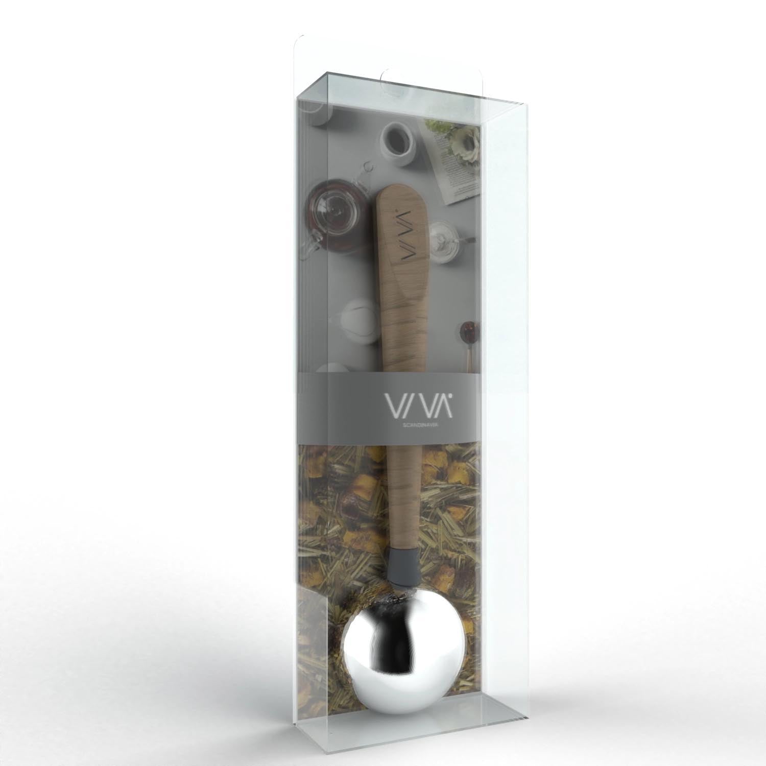 Stilvoller Teelöffel aus Edelstahl mit ergonomischem Holzgriff, 15,5 cm Länge, perfekt für Tee und Desserts. Viva Qualität.