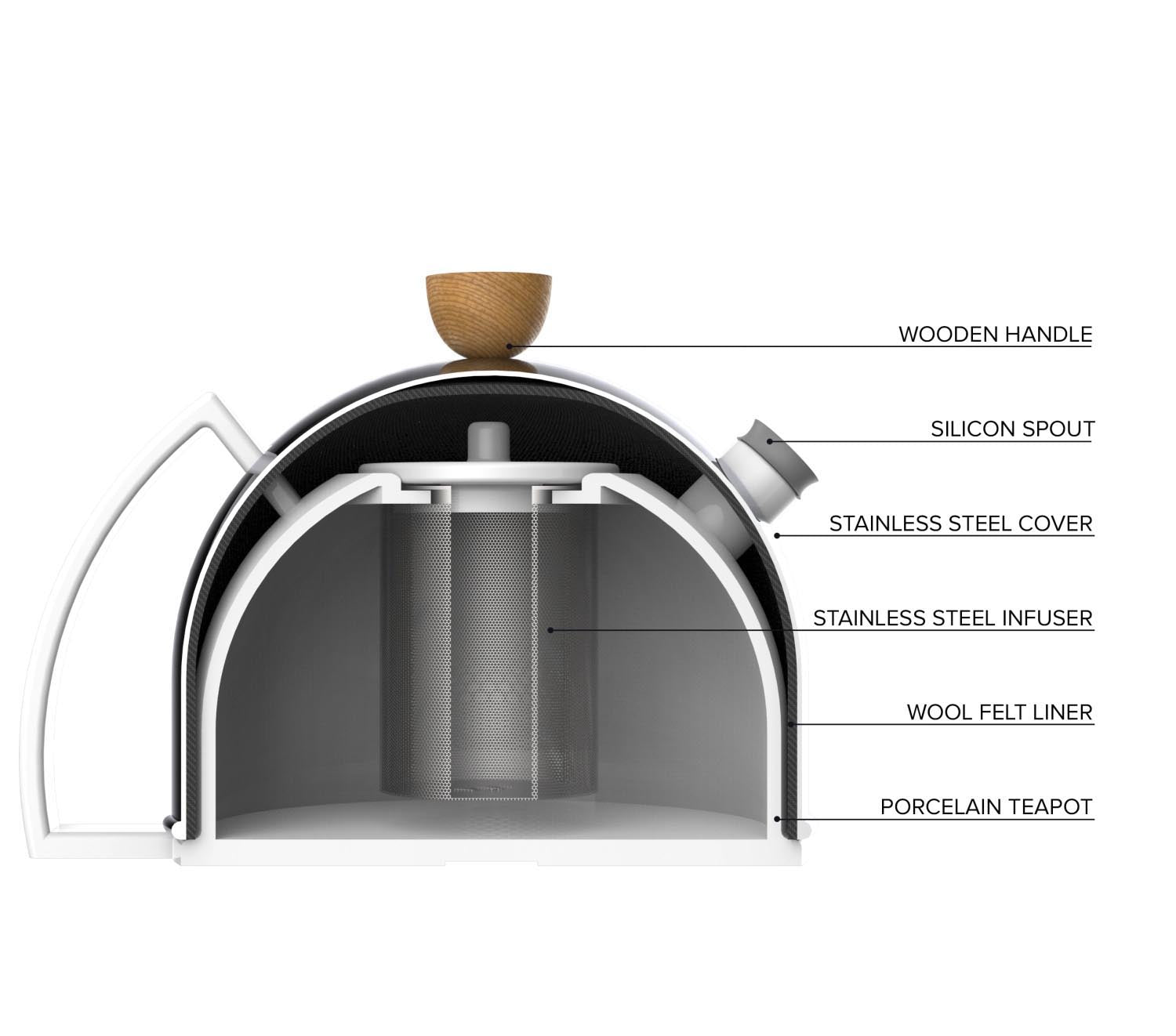 Eleganter Thomas Teekrug aus Edelstahl, 0.9l Fassungsvermögen, in Silber, ideal für stilvollen Teegenuss.
