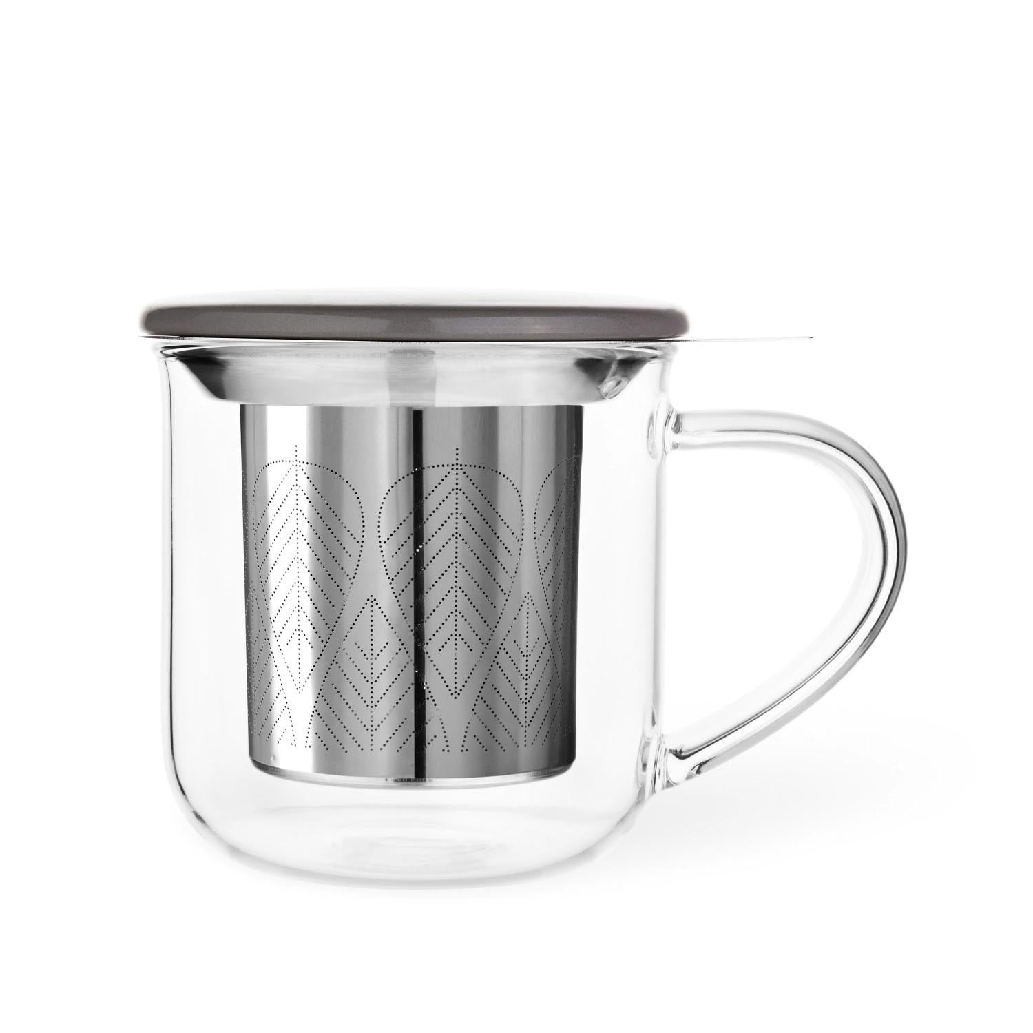 Minima Eva Teetasse mit Infuser 400ml Borosilikat grau in Silber präsentiert im Onlineshop von KAQTU Design AG. Tasse ist von Viva