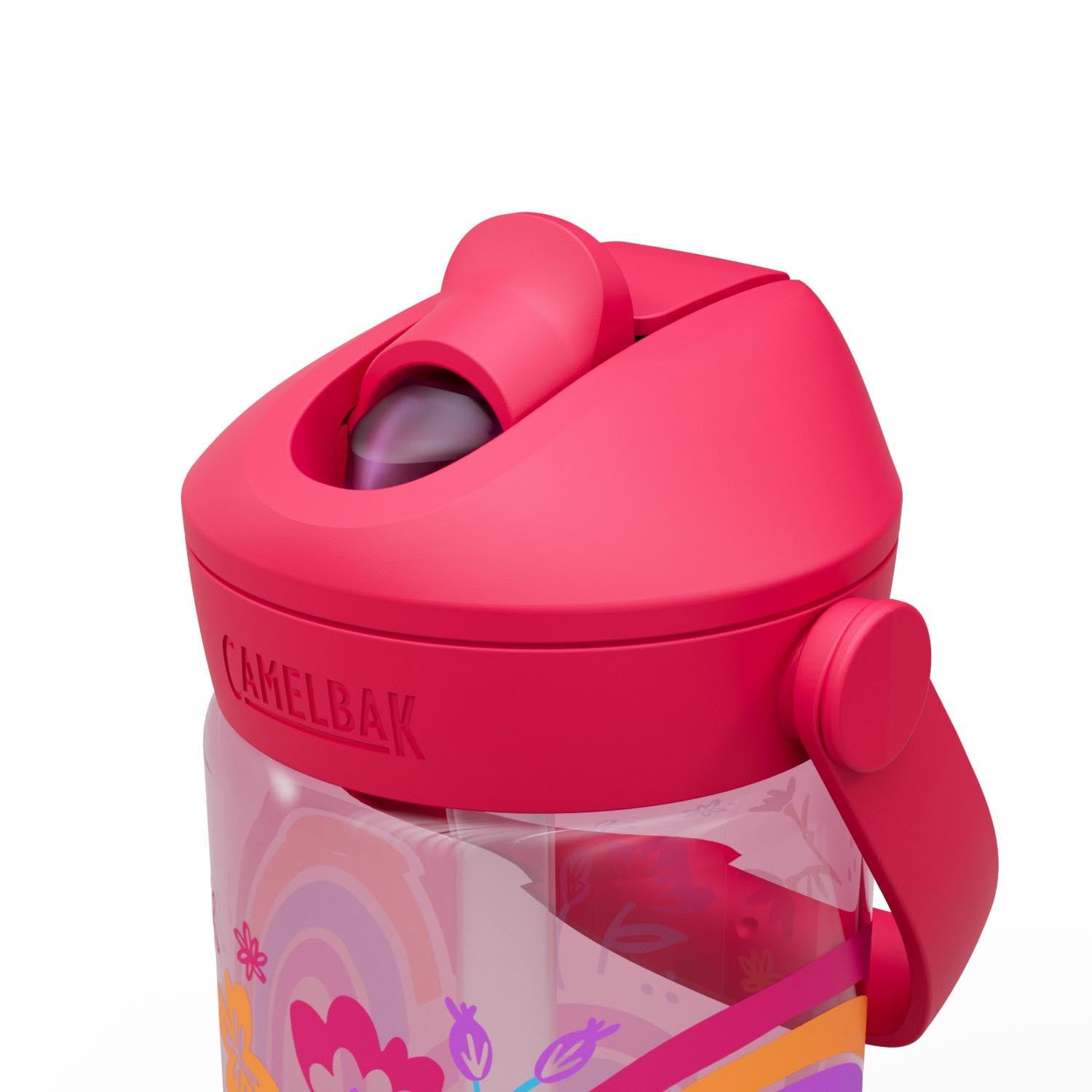 Die Camelbak Kinderflasche (0.4l) mit buntem Blumen-Design ist robust, auslaufsicher und ideal für unterwegs und den Alltag.
