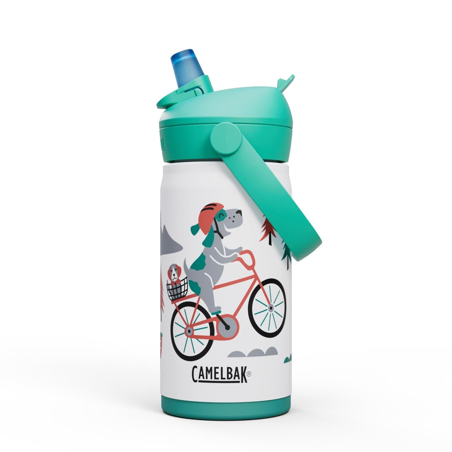Thrive Flip Straw Kids VSS 0.35l biking dogs in Blau präsentiert im Onlineshop von KAQTU Design AG. Trinkflasche ist von Camelbak