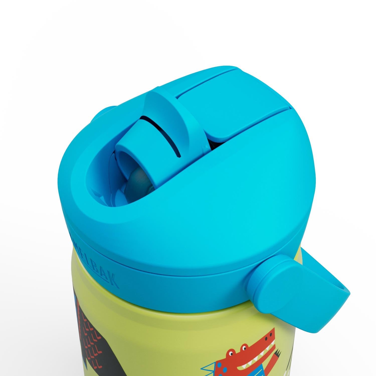 Die Camelbak Kinderflasche Thrive Flip Straw Kids VSS 0.35l Dino Jam bietet ein isoliertes Design mit praktischem Flip-Strohhalm und Dino-Motiv.
