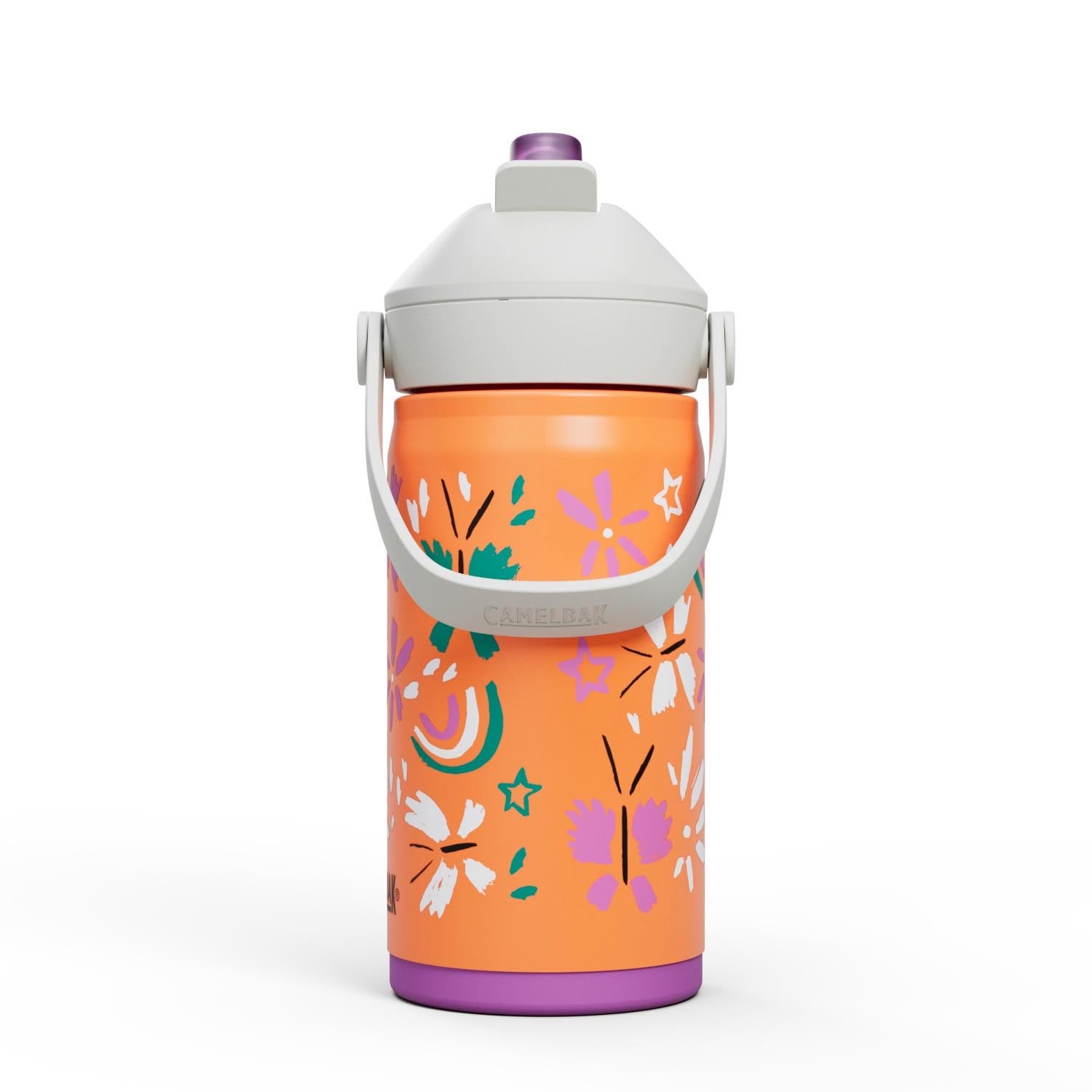 Der Camelbak Thrive Flip Straw Kids VSS 0.35l in Butterfly Rainbow Design ist eine farbenfrohe, auslaufsichere Trinkflasche für Kinder.