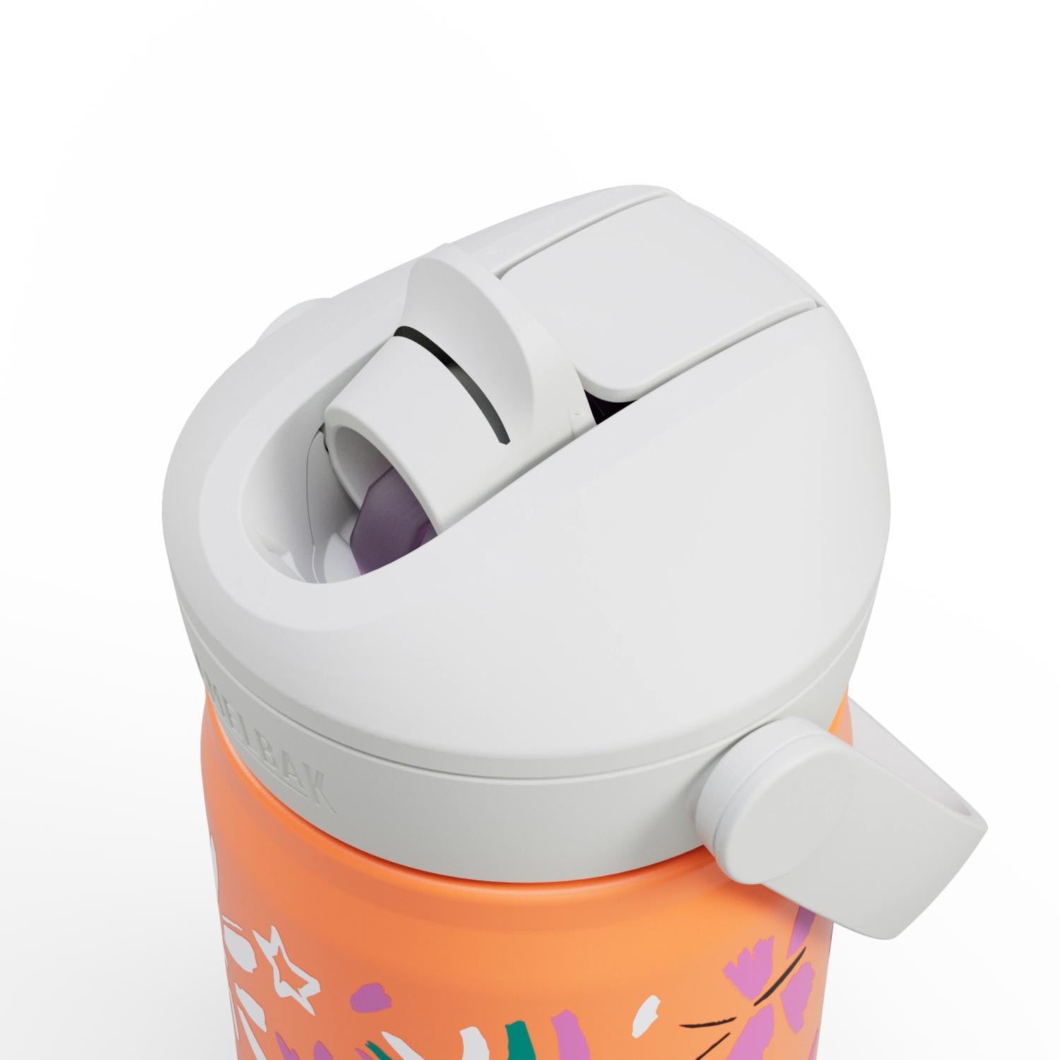 Die Camelbak Kinderflasche Thrive Flip Straw 0.35l im Butterfly Rainbow Design ist farbenfroh, praktisch und perfekt für aktive Kinder.