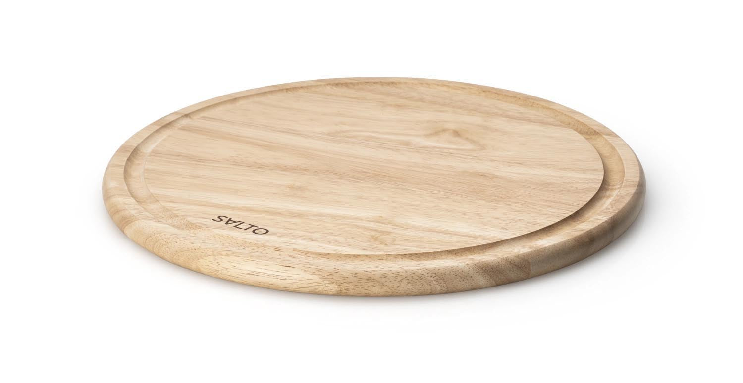 Elegantes Steakbrett aus robustem Gummibaumholz von Continenta, perfekt für das Servieren und Schneiden von Fleischgerichten.