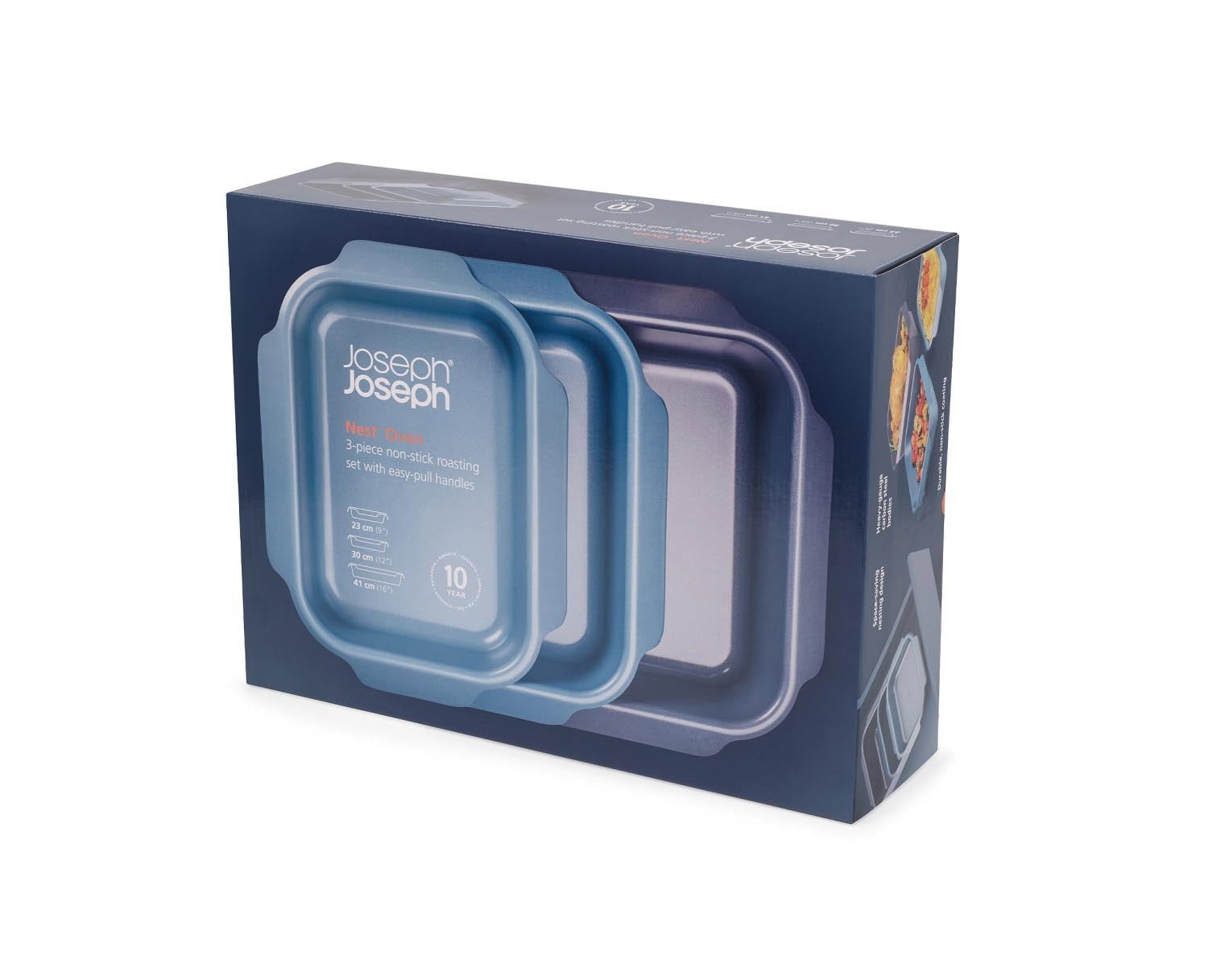 Praktisches 3er Set Joseph Joseph Backformen in verschiedenen Grössen, ideal für vielseitiges Backen und Kochen.