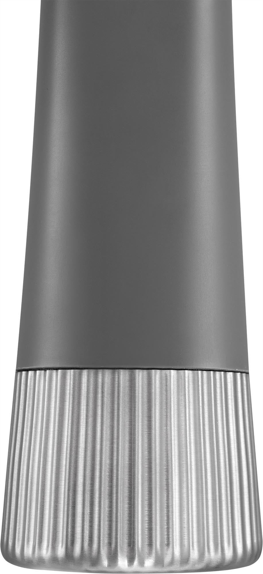 Die Zwilling Pro Gewürzmühle in Grau (19 cm) kombiniert modernes Design mit Funktionalität für präzises Mahlen von Gewürzen.