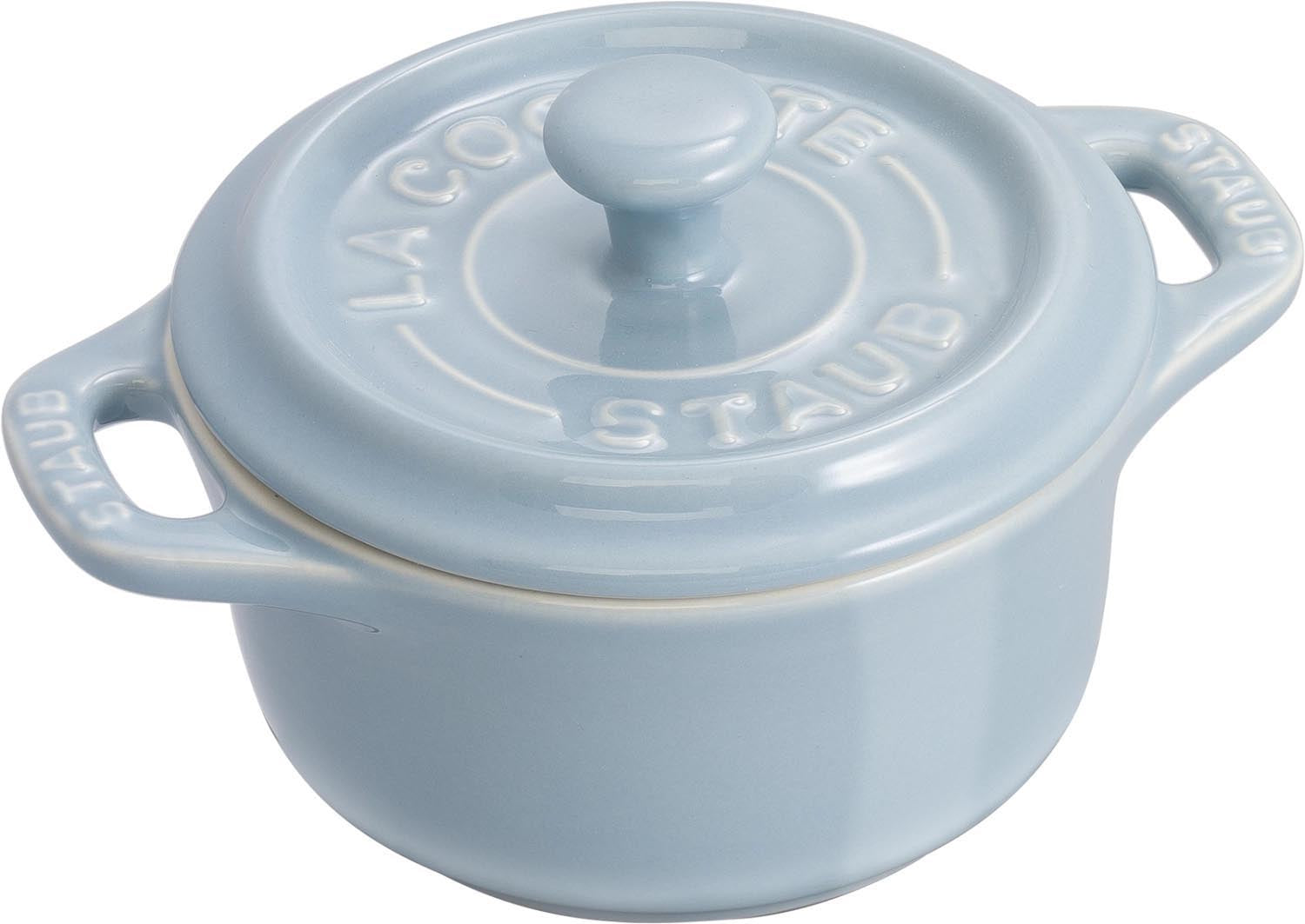 Elegantes 6-teiliges Mini-Cocotte-Set von Staub, ideal für stilvolles Servieren und Zubereiten kleiner Gerichte.