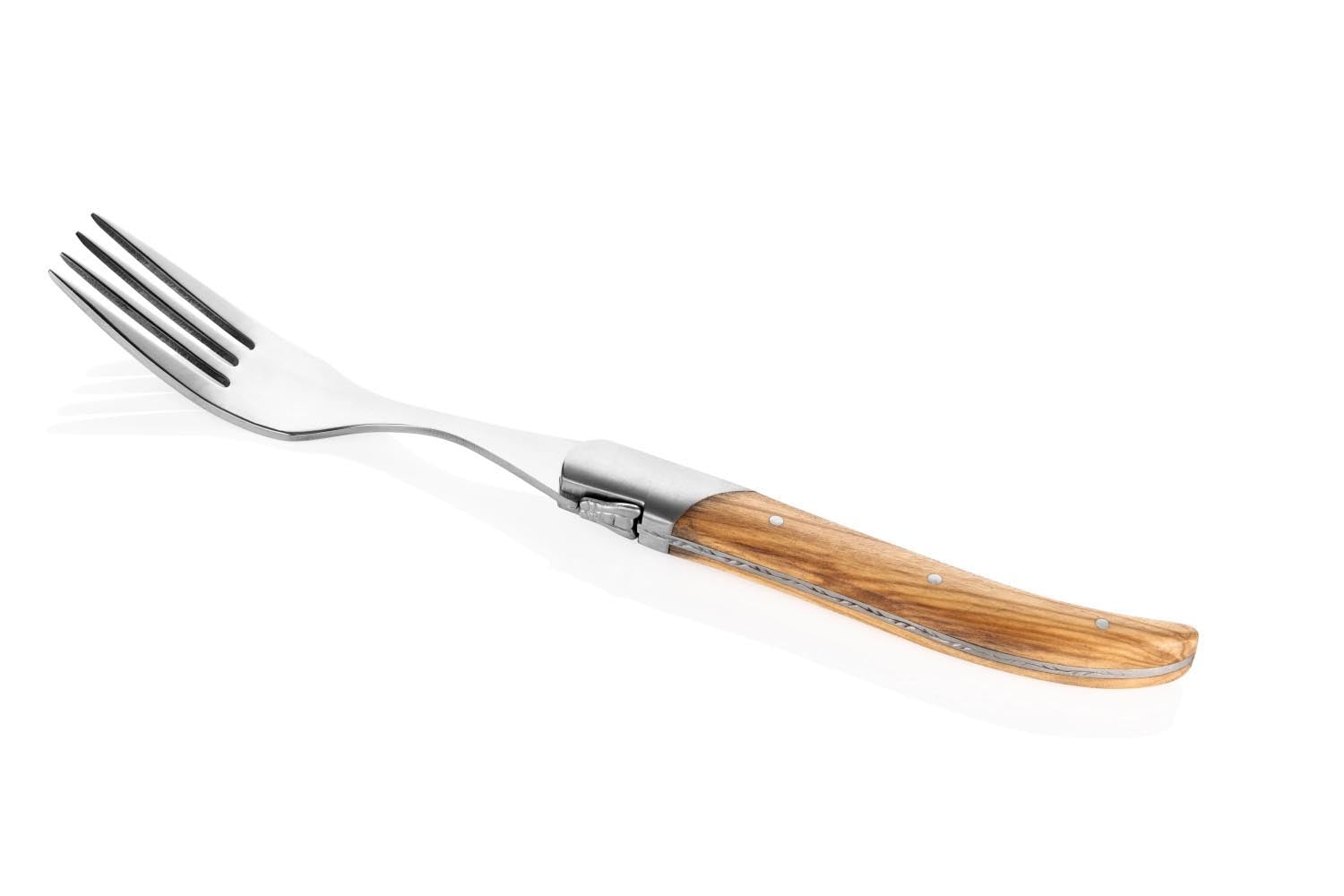 Elegante Laguiole Gabeln aus Olivenholz, handgefertigt, stilvoll und hochwertig, ideal für anspruchsvolle Tischkultur.