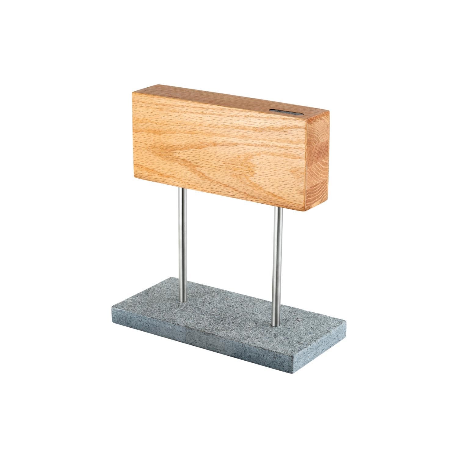 Magnetischer Messerblock Eiche auf Natursteinfuss in Beige präsentiert im Onlineshop von KAQTU Design AG. Küchenhelfer ist von Style de Vie