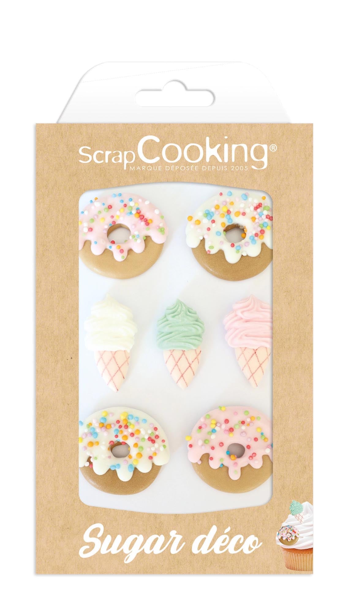 Zuckerdekor mit 7 Eis und Donut Sujets in Mehrfarbig präsentiert im Onlineshop von KAQTU Design AG. Lebensmittel ist von Scrap Cooking