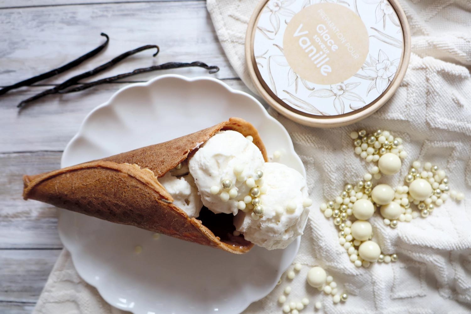 Fertigmischung für Vanille-Eiscreme von Scrap Cooking, 145g. Einfach zubereitet, für cremigen Genuss und hausgemachten Geschmack.