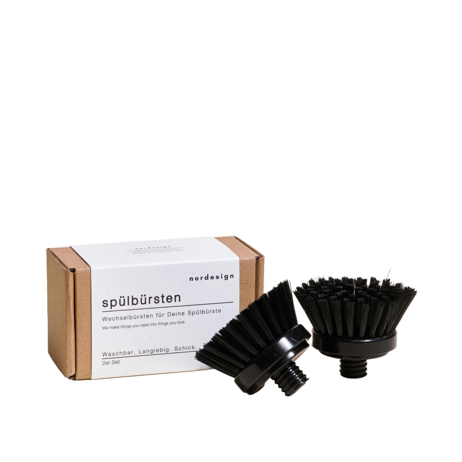 Praktisches 2er Set Wechselbürsten aus Kunststoff von Nordesign, ideal für vielseitige Anwendungen, Masse: H5.5cm B12cm T6.5cm.
