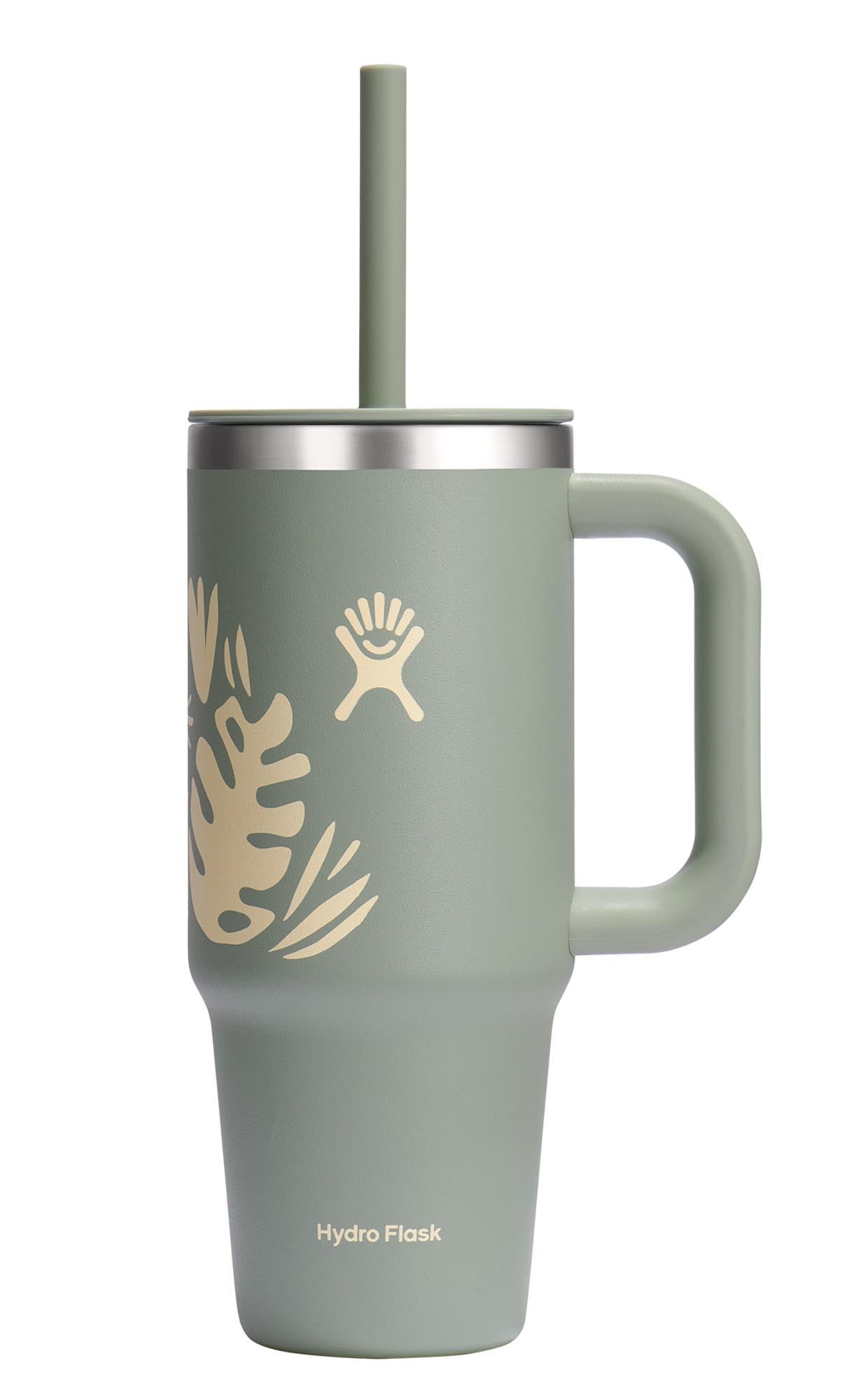 Reisebecher mit Trinkhalm 710ml botanical bliss agave in präsentiert im Onlineshop von KAQTU Design AG. Trinkflasche ist von Hydro Flask
