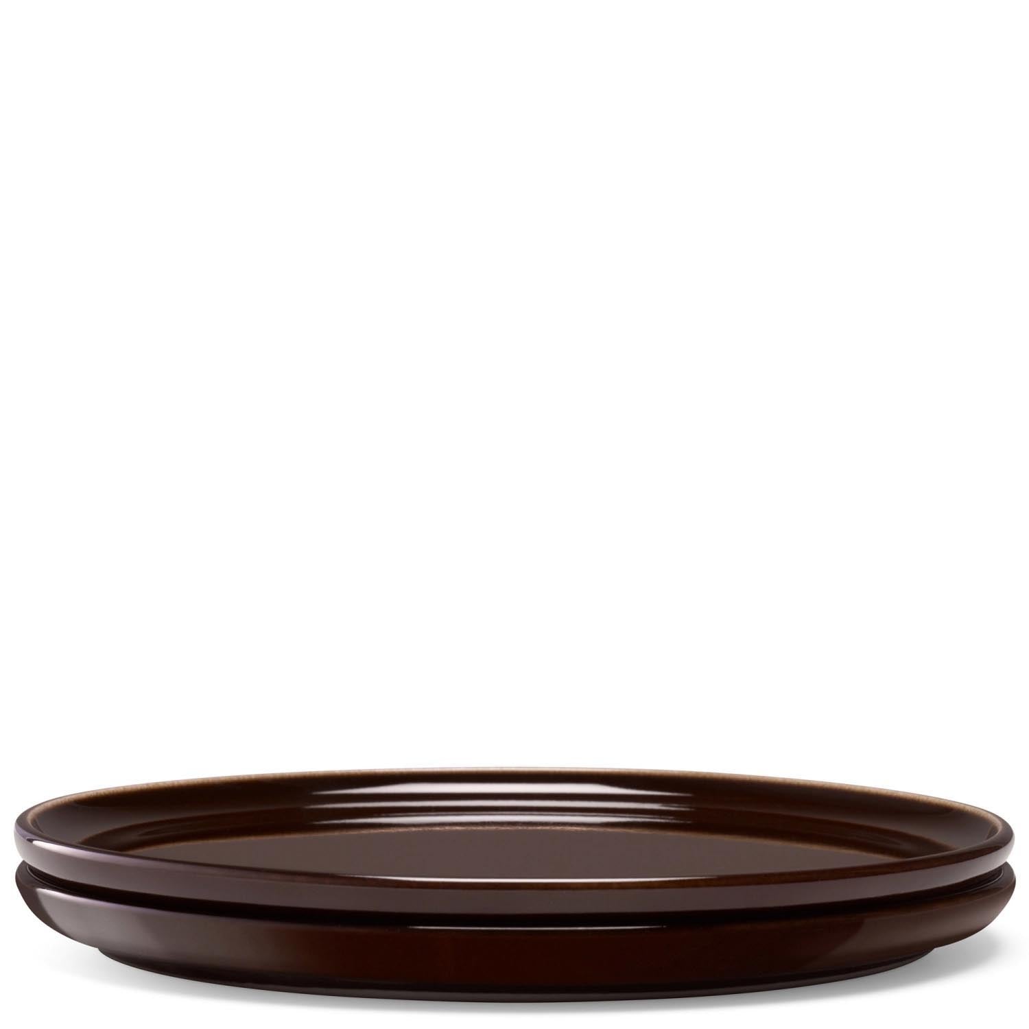 Elegantes 2er Set flache Teller (17 cm) in Mocha von LSA, ideal für stilvolle Tischdekoration und vielseitige Nutzung.
