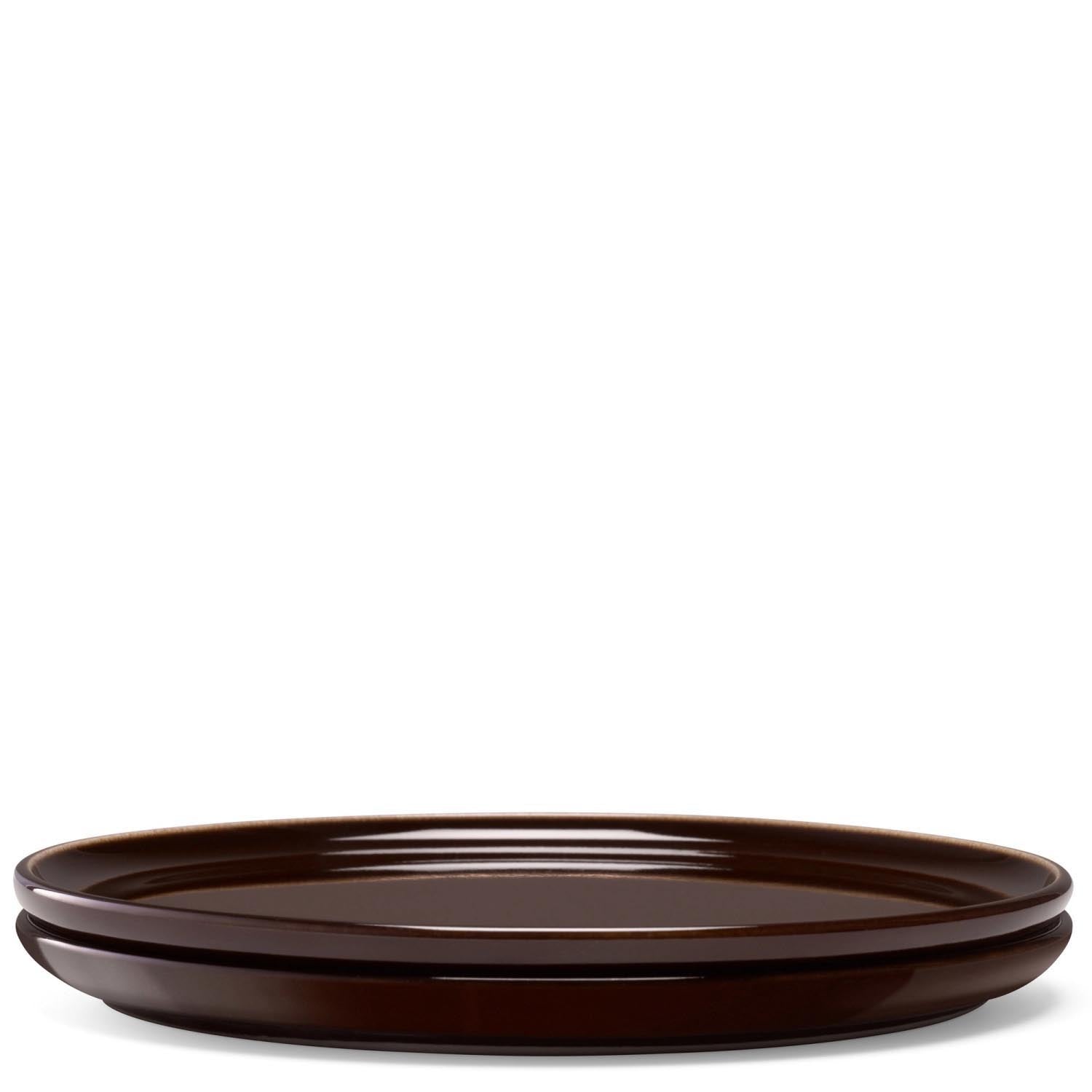 Elegantes 2er Set flache Teller (20 cm) in Mocha von LSA, ideal für stilvolle Tischdekoration und vielseitige Nutzung.