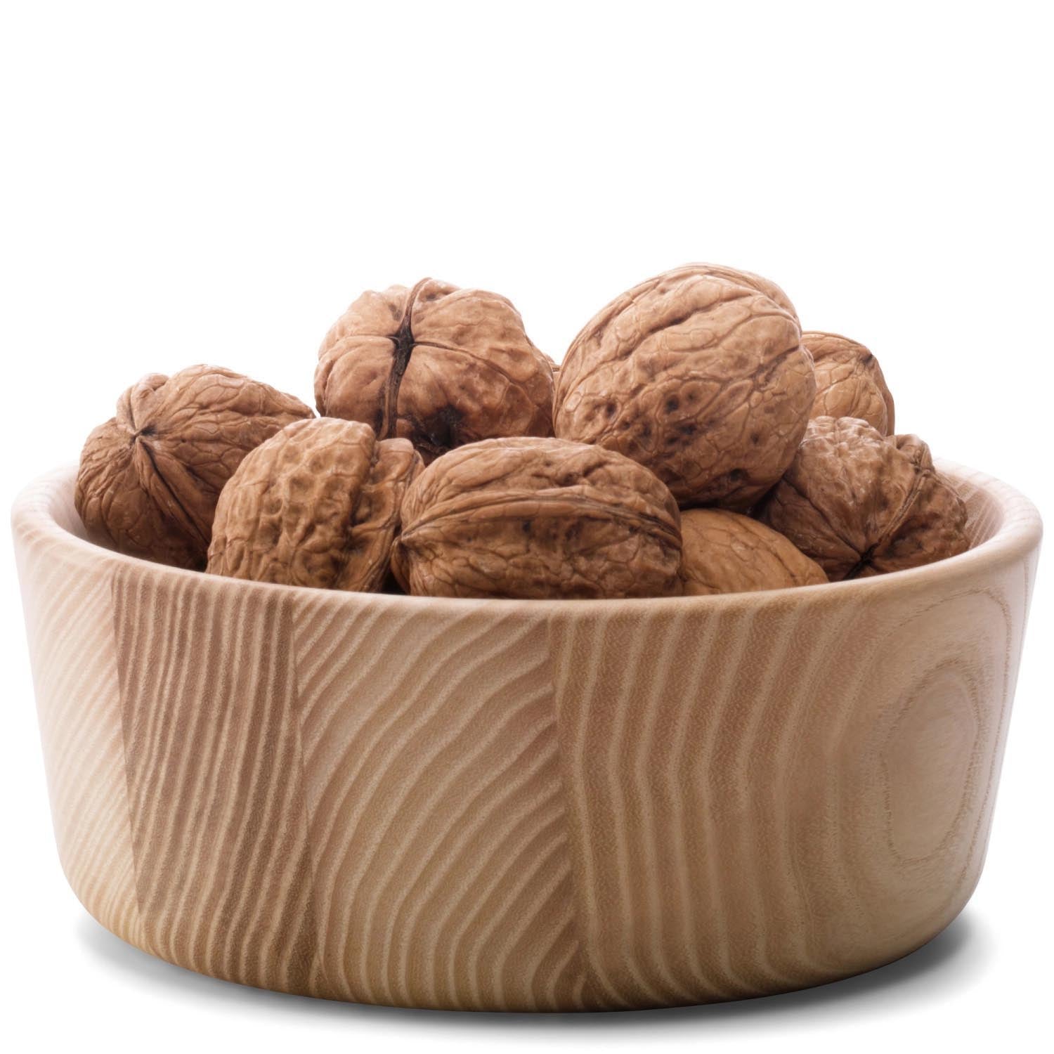 Elegante Schale aus Eschenholz, 15 cm Durchmesser, 6 cm Höhe, ideal für stilvolle Dekoration und vielseitige Anwendungen.