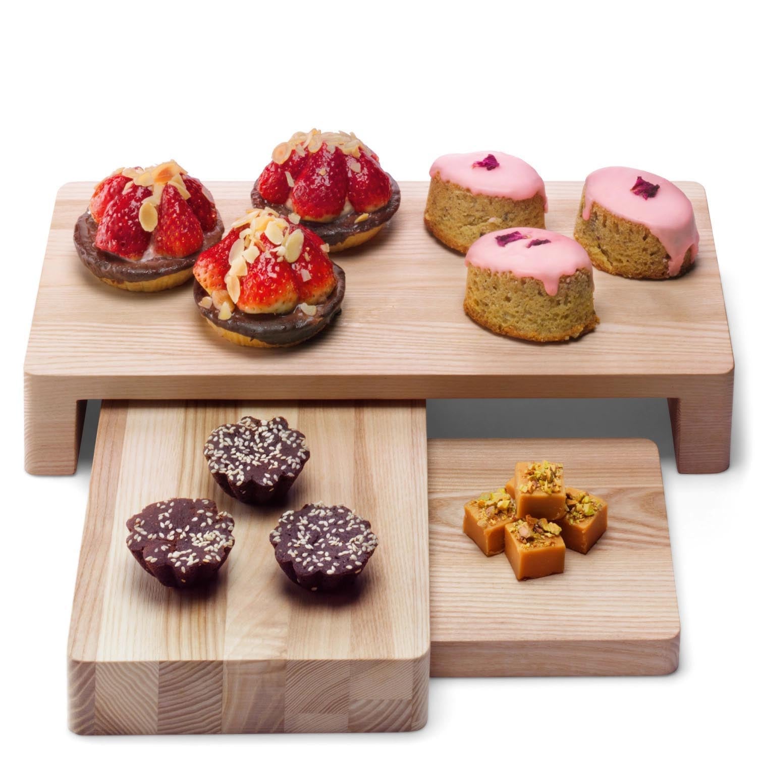 Elegantes Servierset aus weisser Esche von LSA, Masse 38x19x6 cm. Perfekt zum stilvollen Anrichten und Servieren von Speisen.