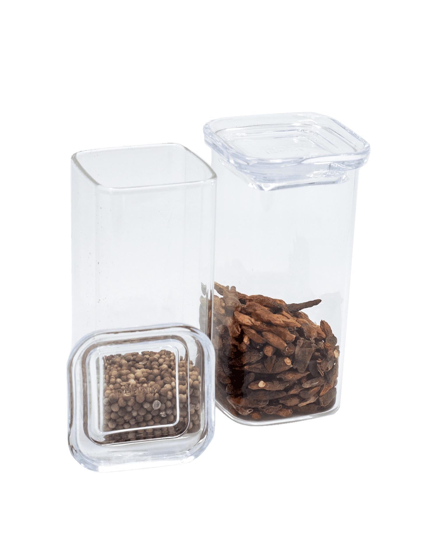 2er Set Vorratsglas mit Glasdeckel 0.32l D6cm H12.5cm in Transparent präsentiert im Onlineshop von KAQTU Design AG. Aufbewahrungsbehälter ist von Pebbly