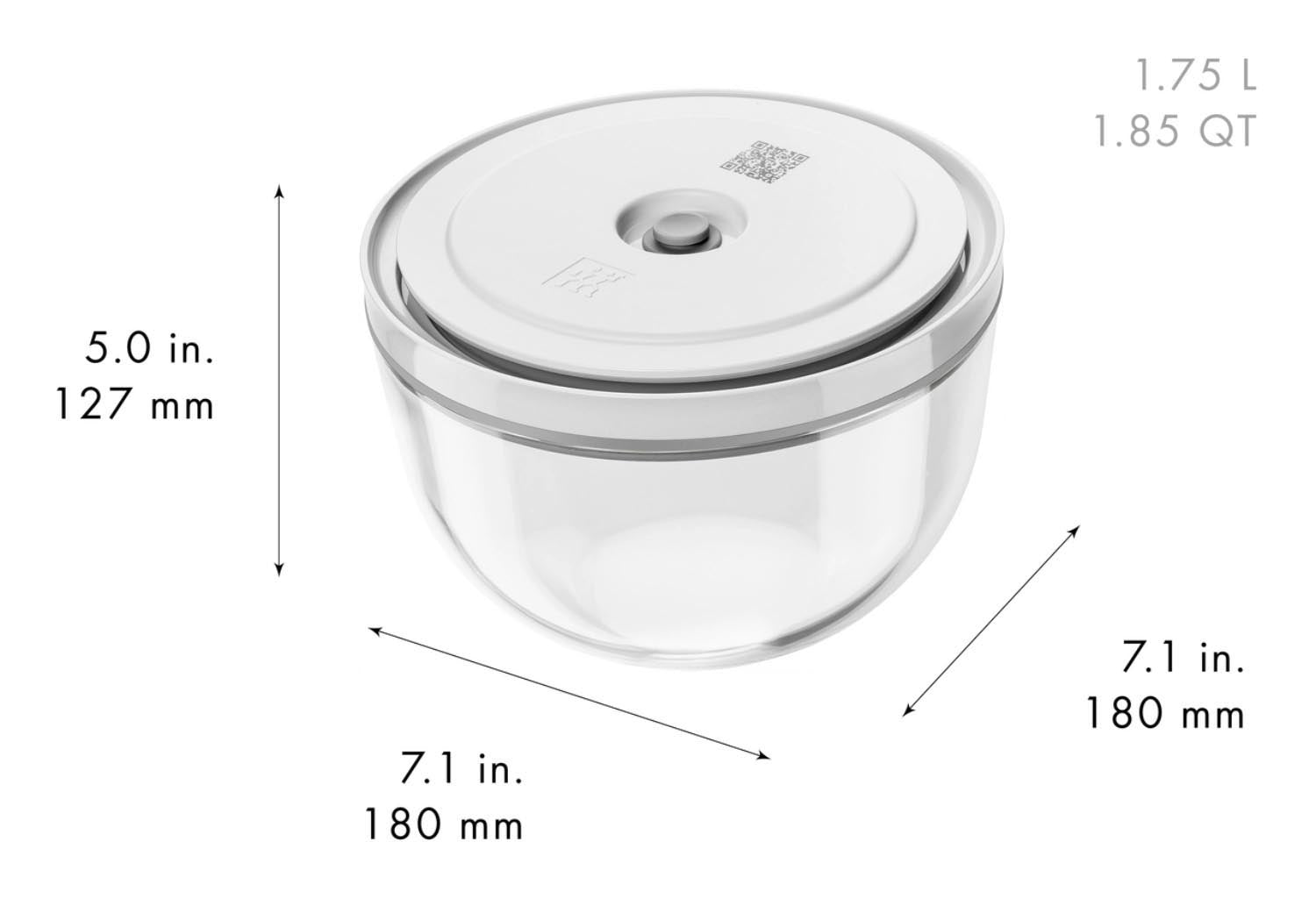Die Fresh & Save Vakuumschüssel M von Zwilling aus Glas hält Speisen frisch und ist ideal für Aufbewahrung und stilvolles Servieren.