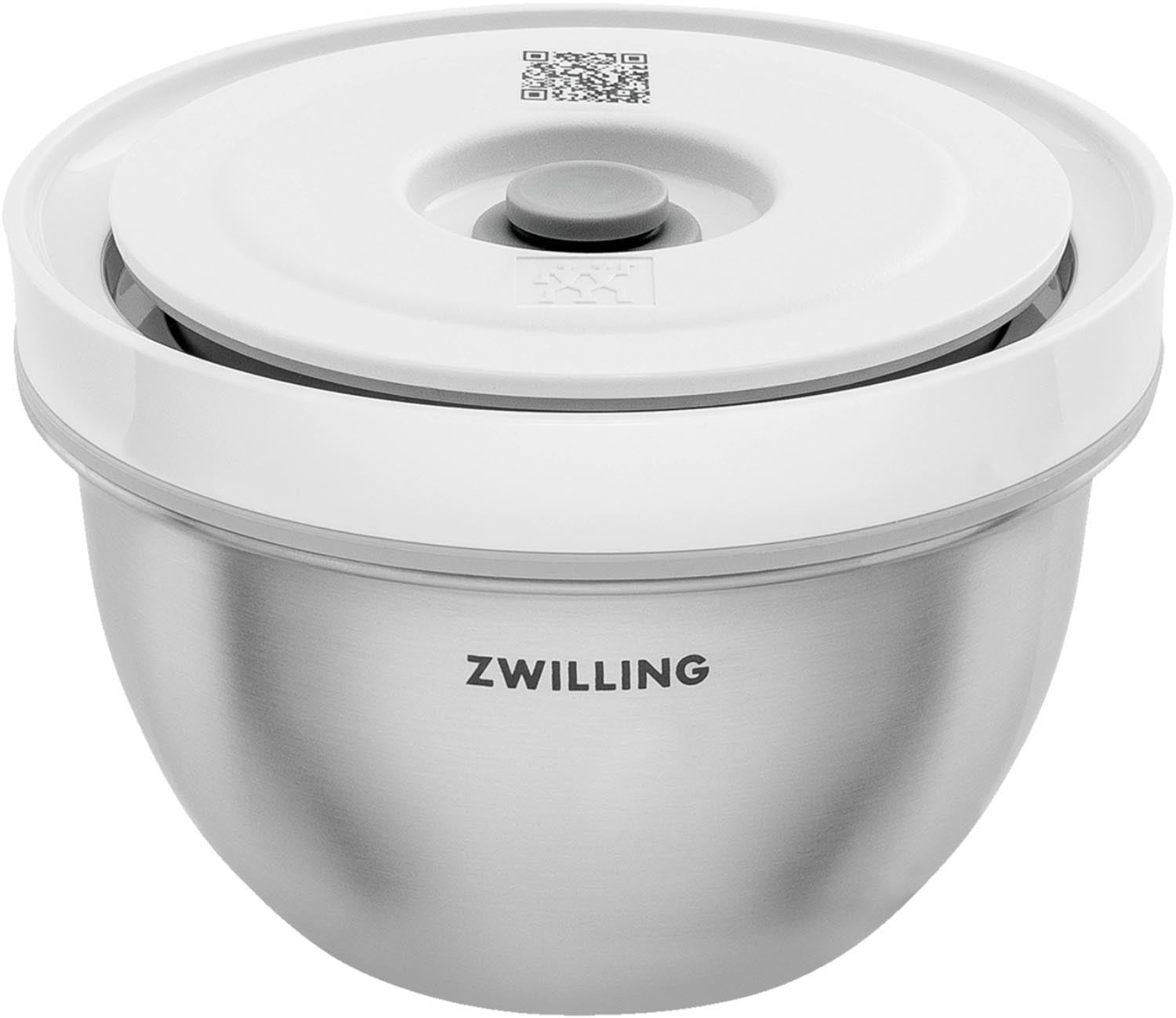 Edelstahl-Vakuumschüssel S von Zwilling: Hält Lebensmittel länger frisch und bewahrt Aromen mit innovativer Vakuumtechnologie.