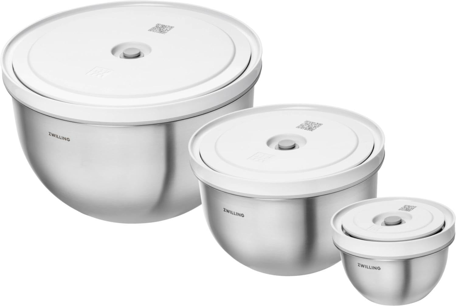 6tlg. Fresh & Save Bowls Vakuumschüssel Set, Edelstahl in Weiss präsentiert im Onlineshop von KAQTU Design AG. Aufbewahrungsbeutel ist von Zwilling