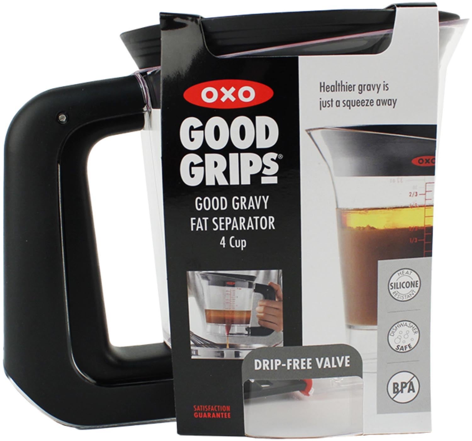 Der OXO Good Grips Fetttrenner 1L trennt Fett von Flüssigkeiten mühelos, ideal für Saucen und Brühen, mit durchdachtem Design.