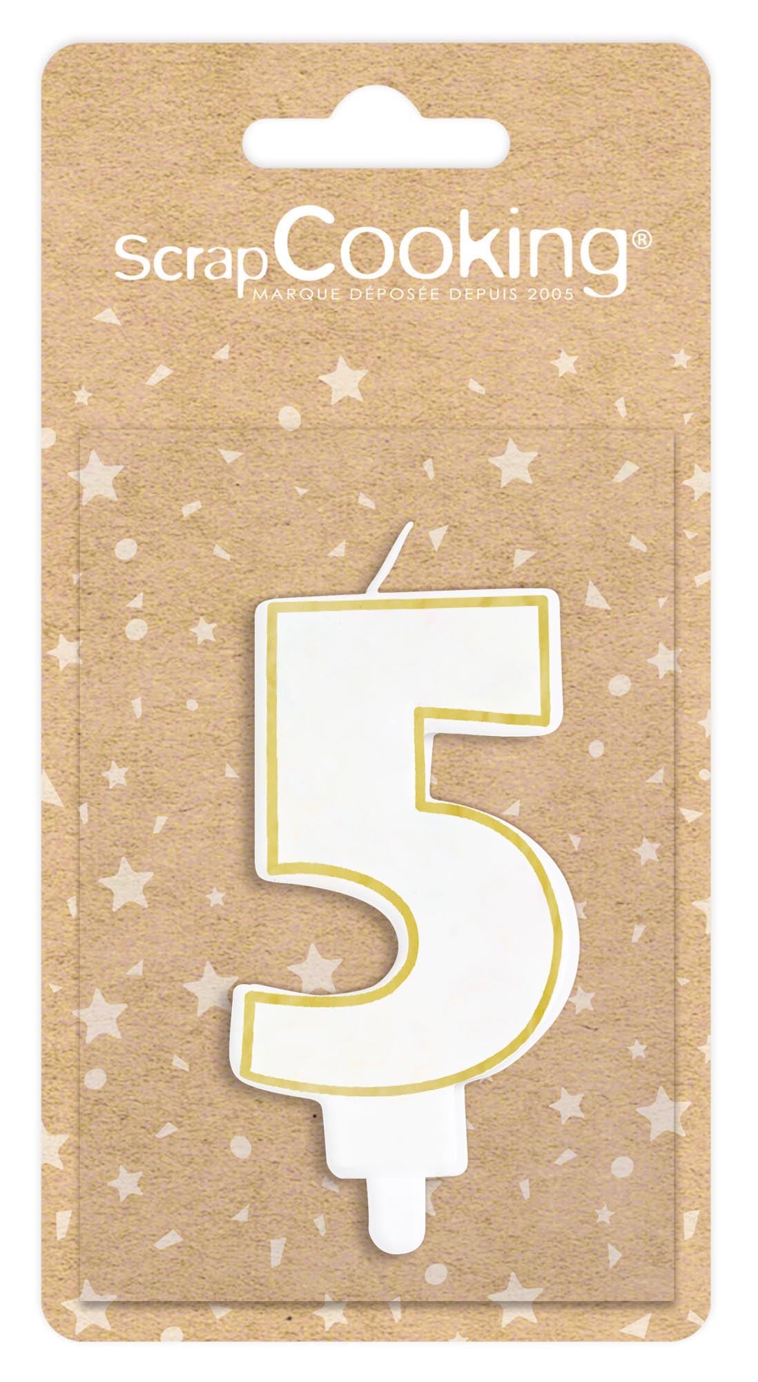 Kerze Nummer 5 weiss mit Goldrand 8cm in Gold präsentiert im Onlineshop von KAQTU Design AG. Kerzen ist von Scrap Cooking