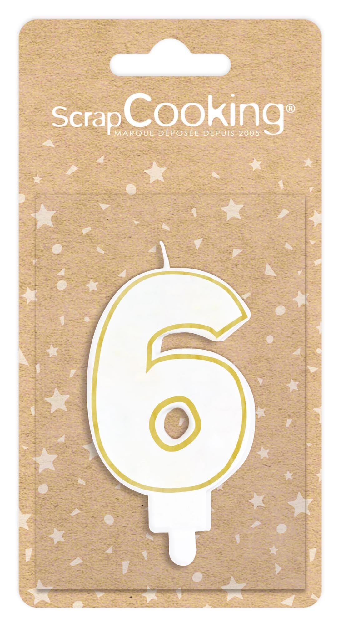 Kerze Nummer 6 weiss mit Goldrand 8cm in Gold präsentiert im Onlineshop von KAQTU Design AG. Kerzen ist von Scrap Cooking