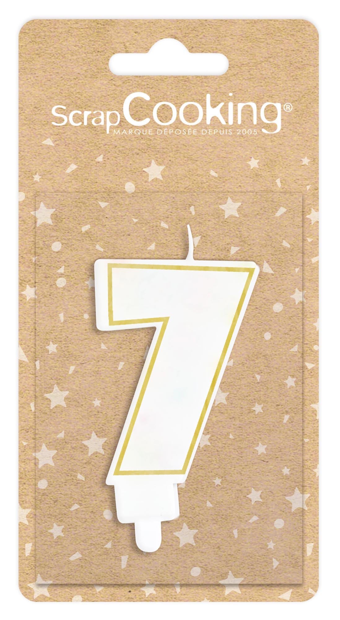 Kerze Nummer 7 weiss mit Goldrand 8cm in Gold präsentiert im Onlineshop von KAQTU Design AG. Kerzen ist von Scrap Cooking