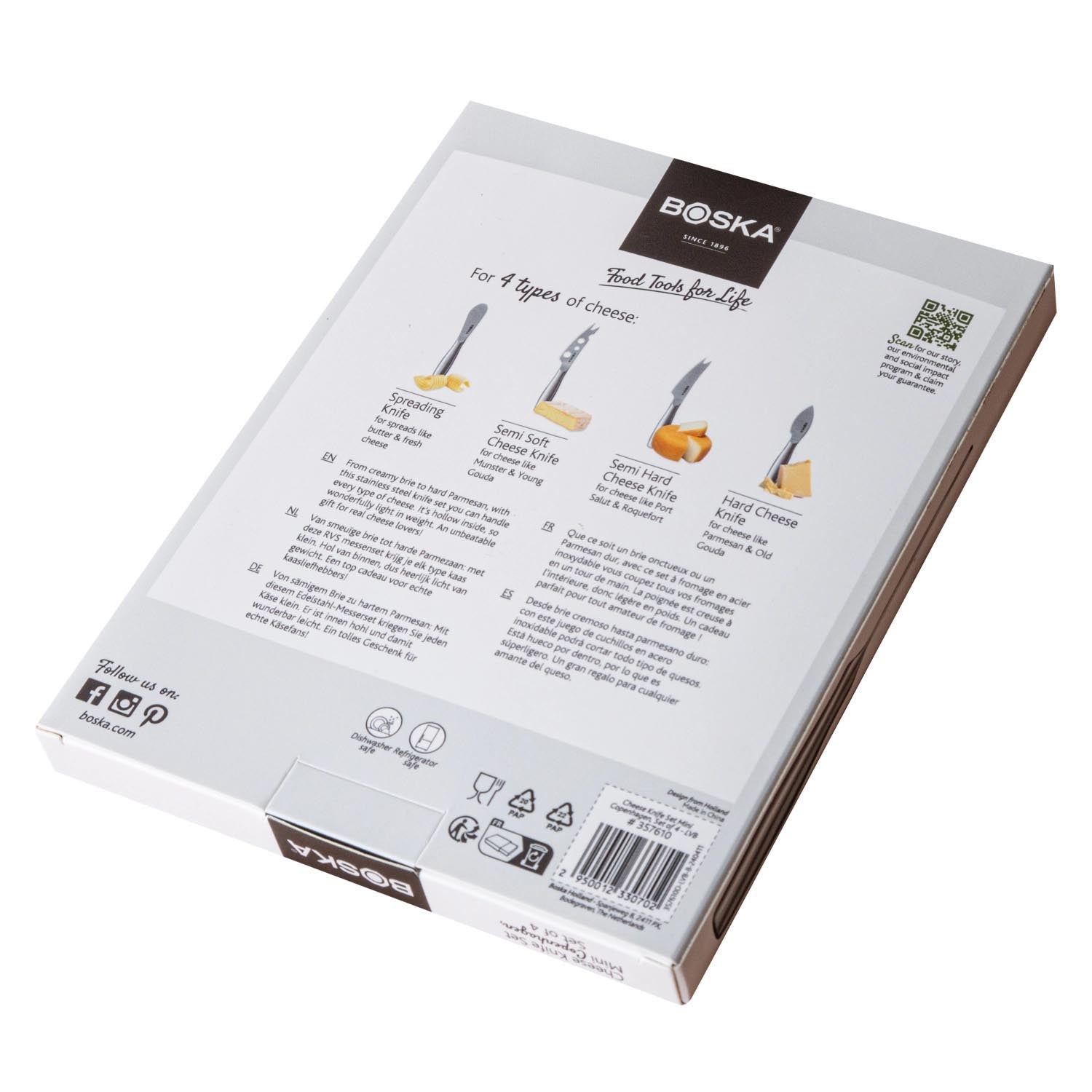 Stilvolles Käsemesser-Set aus Edelstahl, kompakt und hochwertig, ideal für Käseplatten und Käseliebhaber.