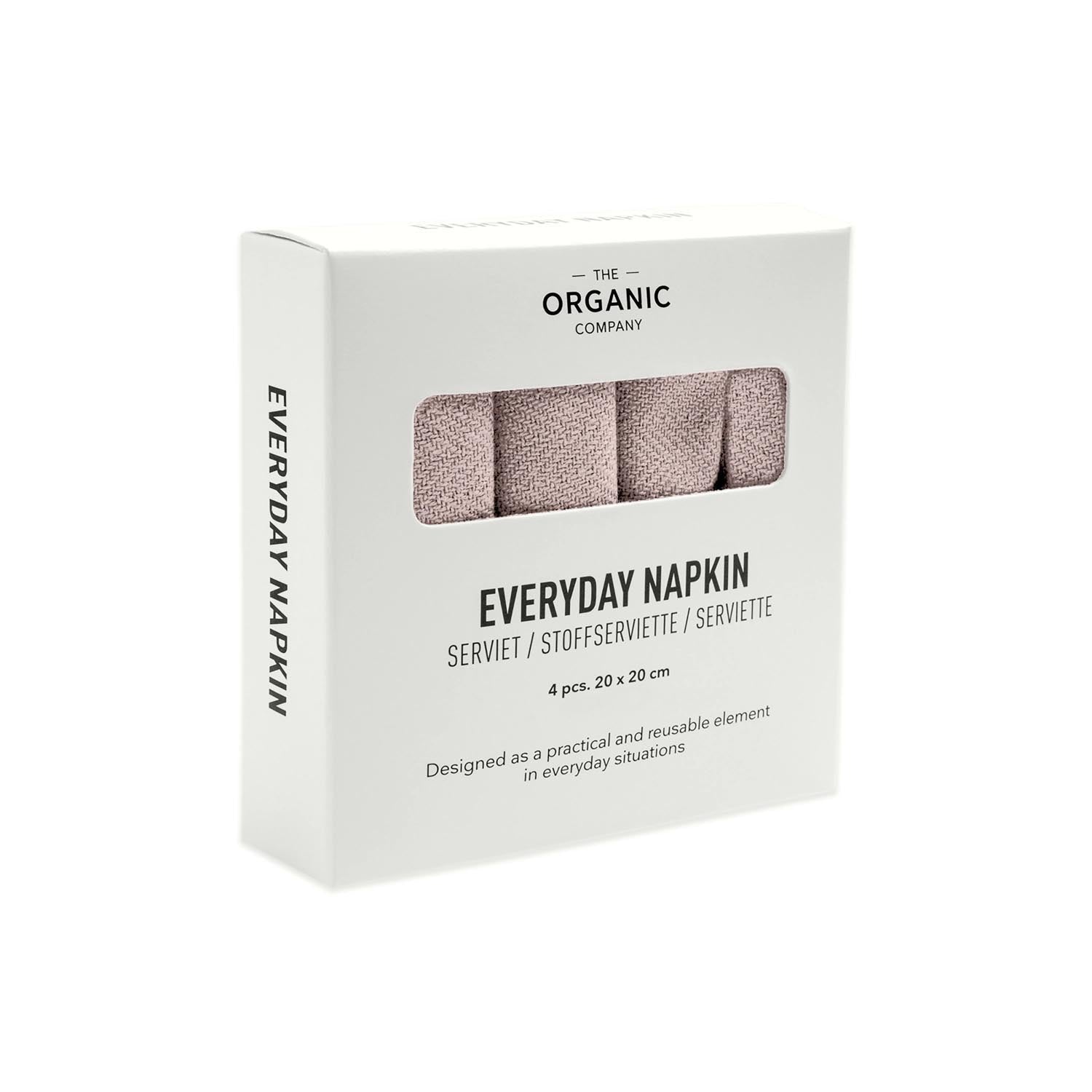 Set aus 4 Stoffservietten, 20x20cm, in Dusty Lavender. Hergestellt aus Bio-Baumwolle, ideal für nachhaltige und stilvolle Tischdekoration.