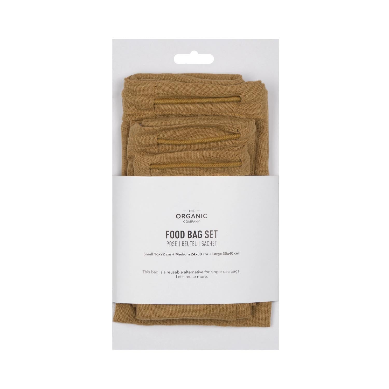 Food bag 3er Set Beutel khaki Biobaumwolle in 0 präsentiert im Onlineshop von KAQTU Design AG. Küchenhelfer ist von The Organic Company