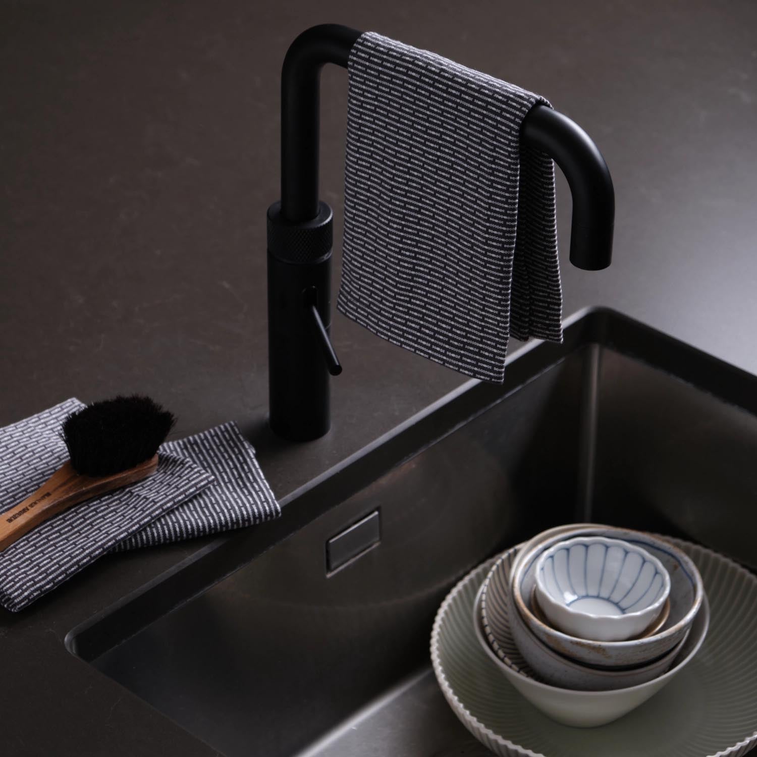 Set aus 3 Spültüchern aus Biobaumwolle, 30x35cm, in elegantem Evening Grey, nachhaltig und hochwertig von The Organic Company.