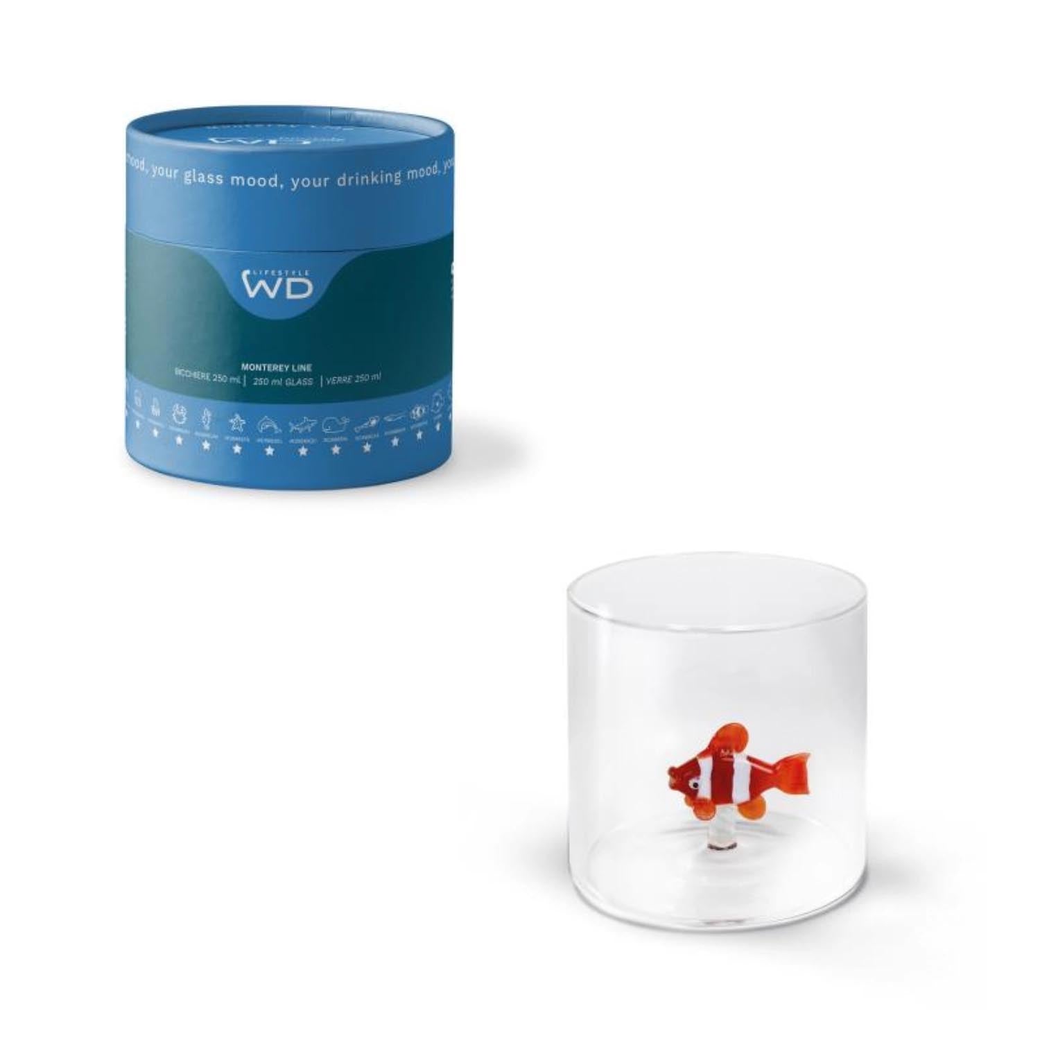 Hochwertiges Borosilikatglas 250ml mit Clownfisch-Design von Easy Life, ideal für stilvolles Servieren und langlebige Nutzung.