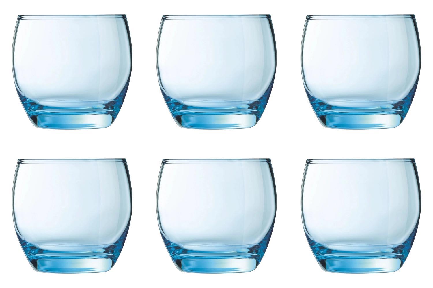 6er Set Salto eisblau Becher 0.32lt D8.9cm H8.3cm in Blau präsentiert im Onlineshop von KAQTU Design AG. Glas ist von Arc