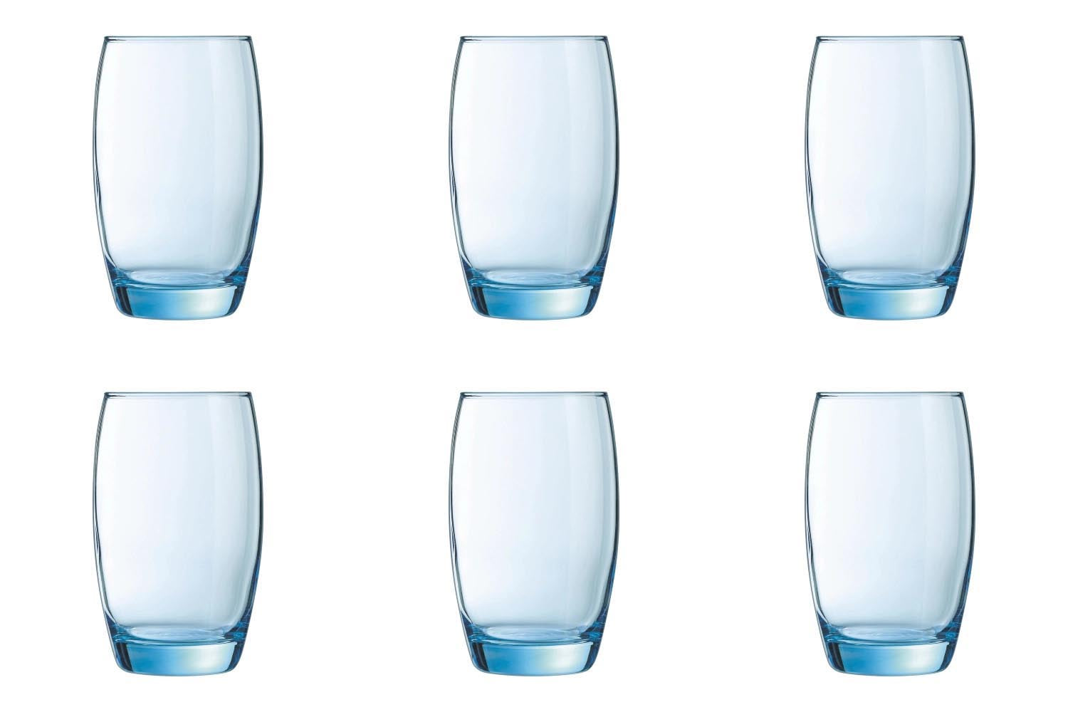 6er Set Salto eisblau Wasserglas 0.35lt D7.6cm H12.1cm in Blau präsentiert im Onlineshop von KAQTU Design AG. Glas ist von Arc