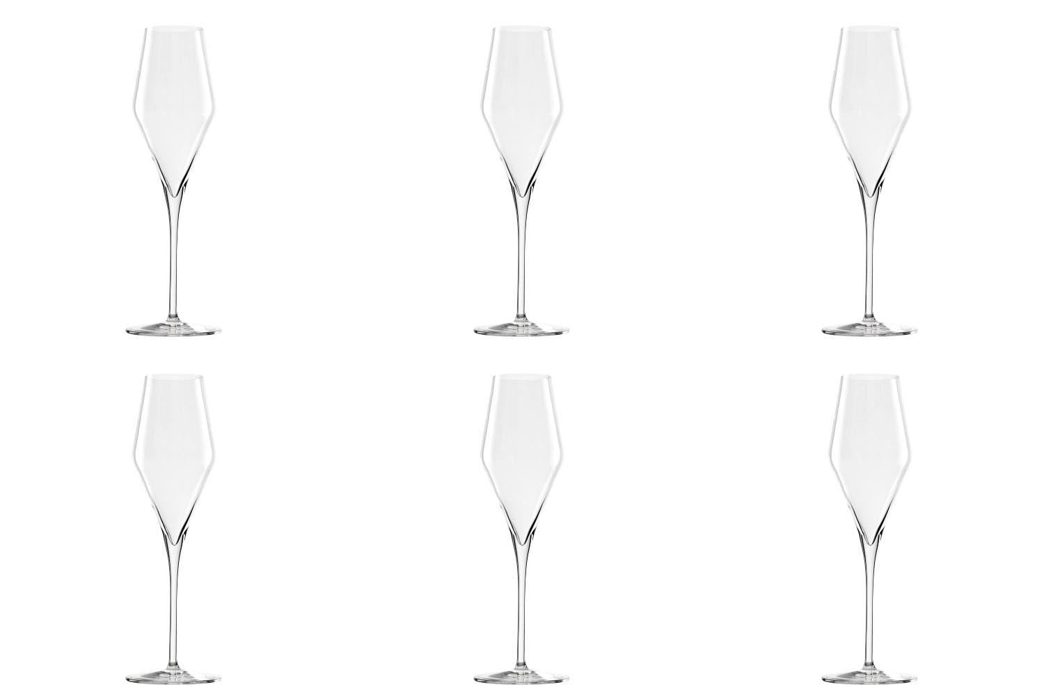 6er Set Quatrophil Champagnerkelch 292ml 1dl geeicht in Transparent präsentiert im Onlineshop von KAQTU Design AG. Glas ist von Stölzle