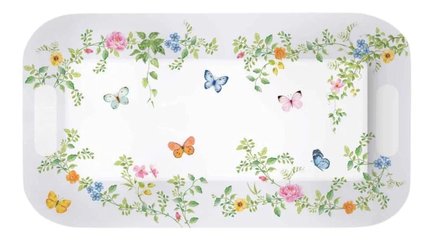 Dancing Butterflies Tablett mit Griffen 47x33cm in Mehrfarbig präsentiert im Onlineshop von KAQTU Design AG. Tablett ist von Easy Life