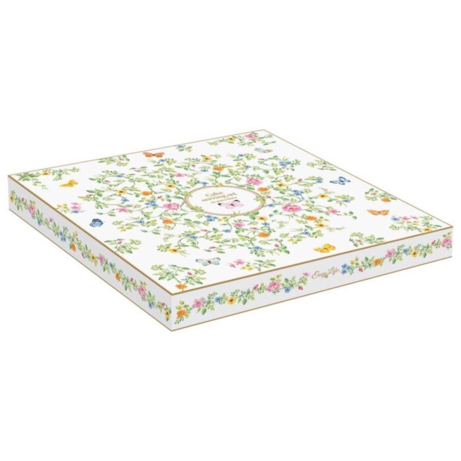 Elegante Tortenplatte mit Schaufel, verziert mit Schmetterlingsmotiv, aus Porzellan, Ø 32 cm, ideal für stilvolle Präsentationen.