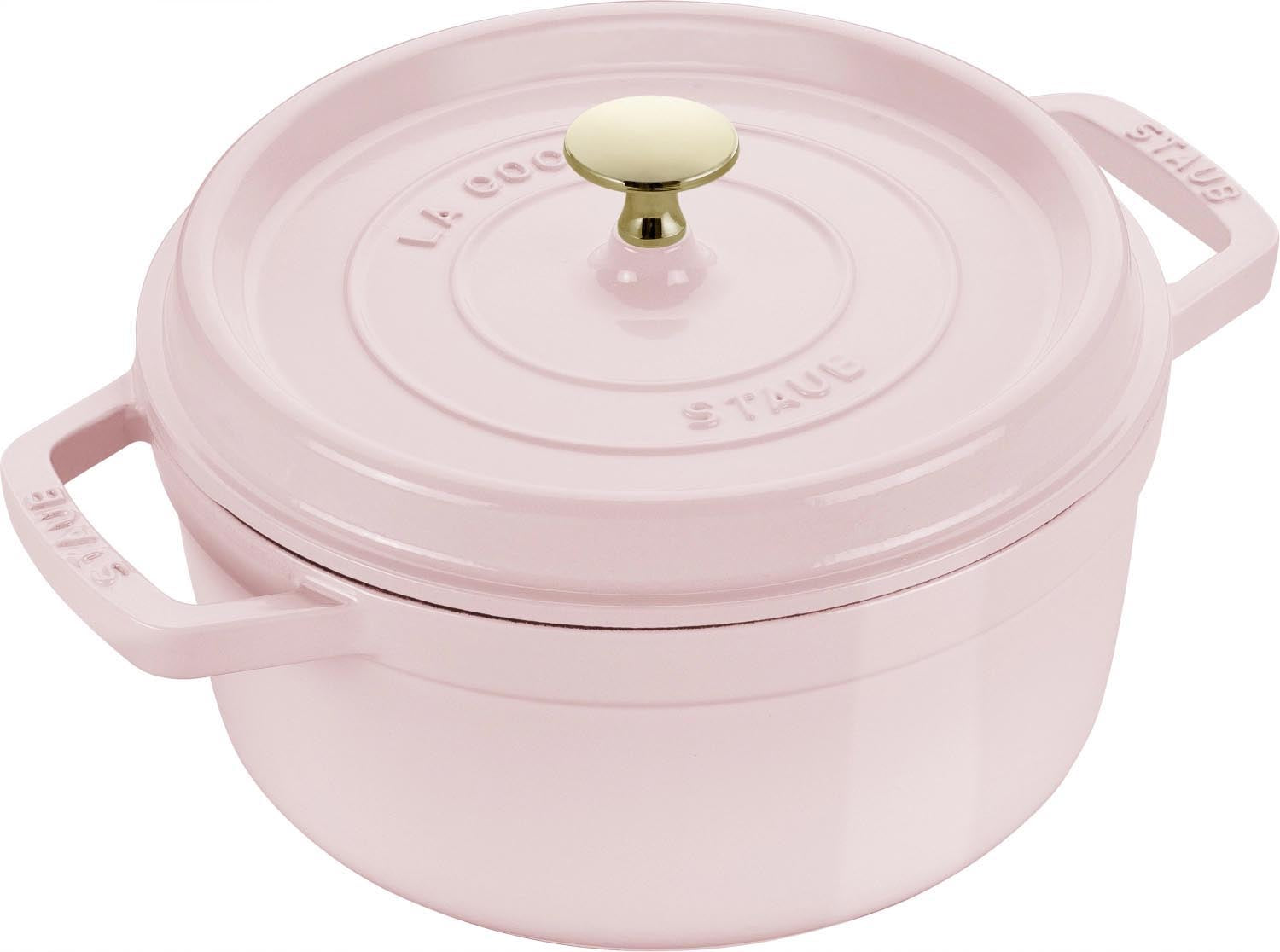 Cocotte 28cm, rund, Sorbet Rose, Gusseisen 6.7l in Pink präsentiert im Onlineshop von KAQTU Design AG. Topf ist von Staub