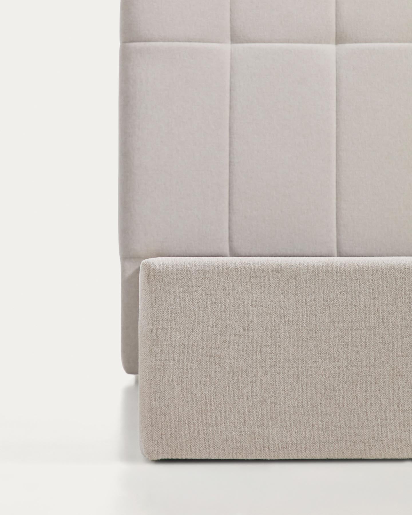 Bett mit klappbarem Bettkasten Darnela in écrufarbener Chenille für Matratzen 90 x 200 cm in Beige präsentiert im Onlineshop von KAQTU Design AG. Bett ist von Kave Home