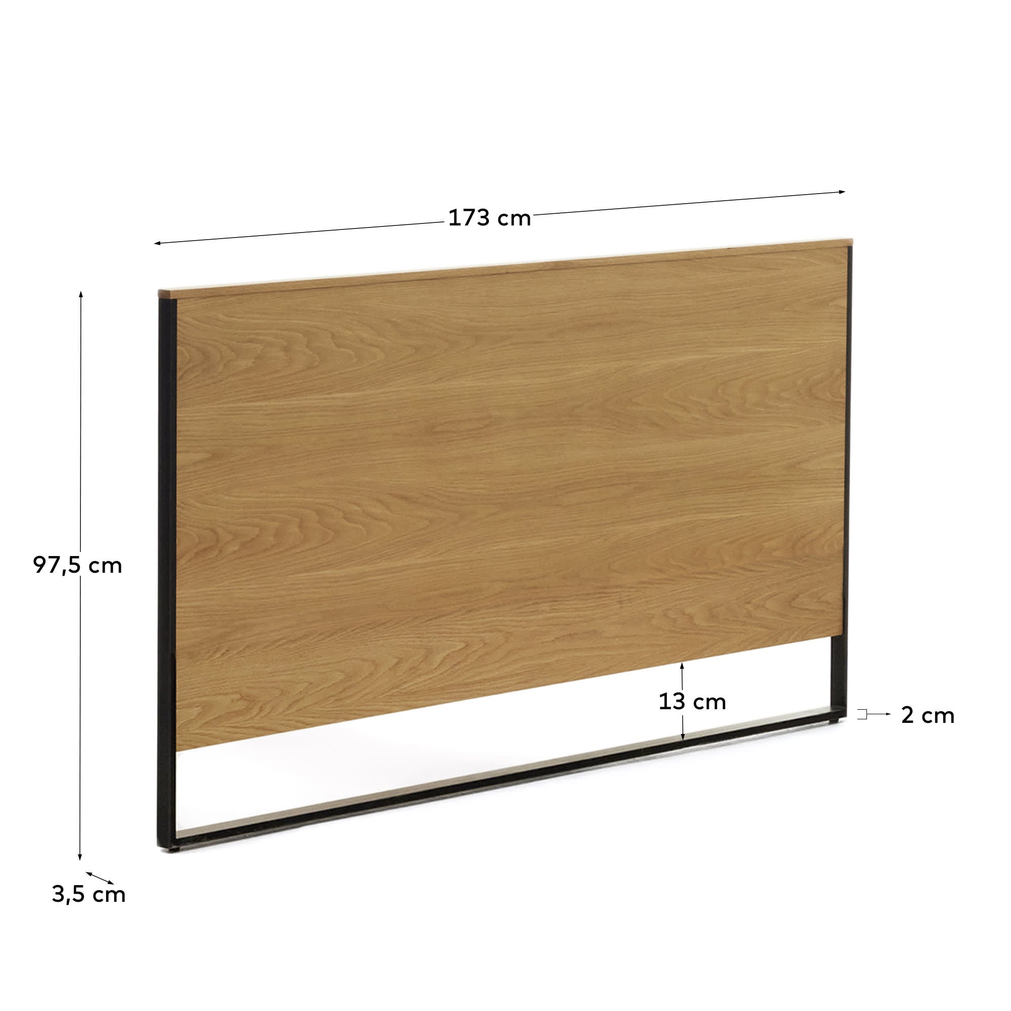 Das Taiana Bettkopfteil kombiniert elegantes Eichenfurnier mit stabilen Stahlbeinen in Schwarz und verleiht Ihrem Schlafzimmer einen modernen, einladenden Look.