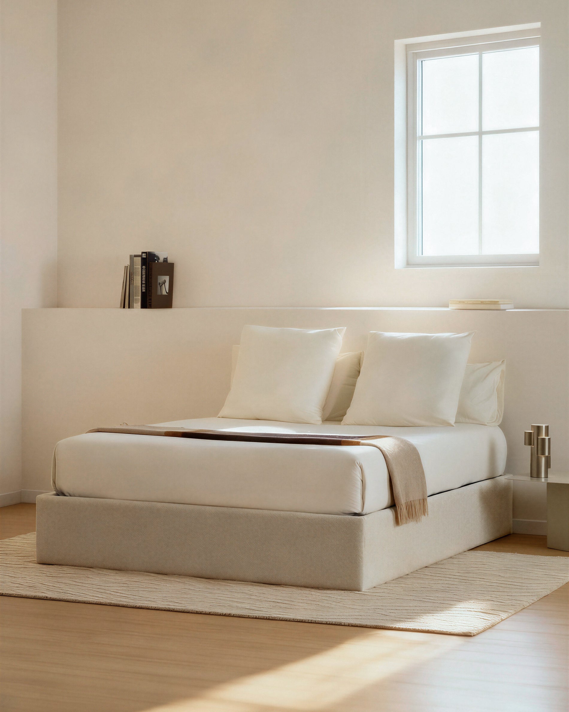 Abziehbares, aufklappbares Bett mit Stauraum Nelzi für Matratzengröße 180 x 200 cm in ecrufarbener Chenille, 100 % FSC in Ecru präsentiert im Onlineshop von KAQTU Design AG. Bett ist von Kave Home